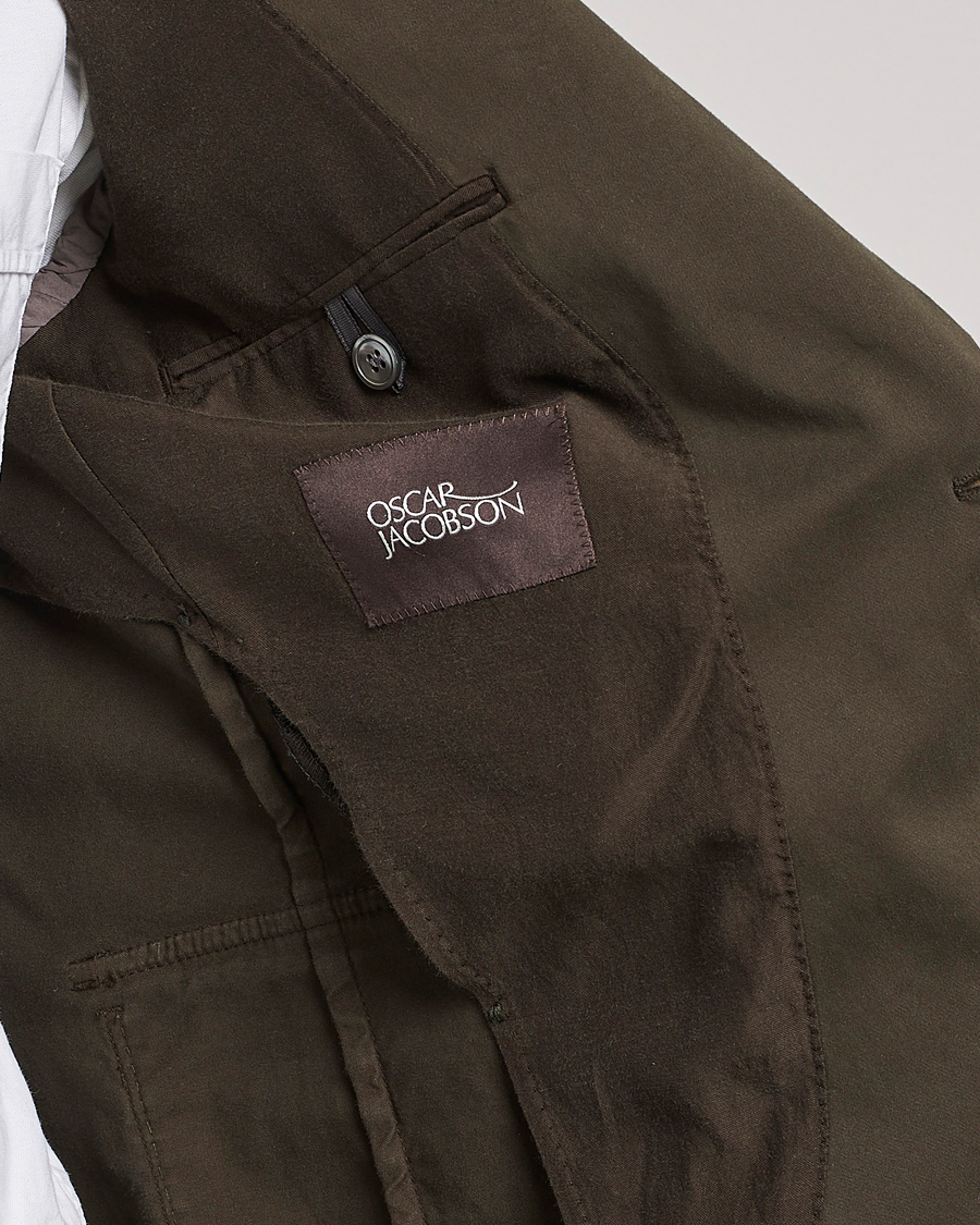 Herre | Dressjakker | Oscar Jacobson | Friso Cotton Safari Blazer Dark Green