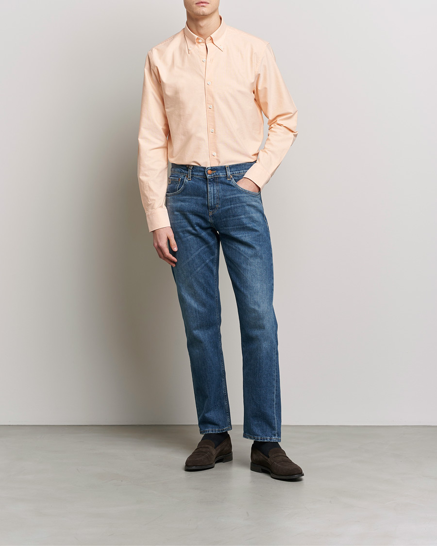 Herre | Skjorter | Oscar Jacobson | Regular Fit Button Down Oxford Shirt Orange