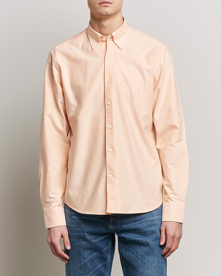 Herre |  | Oscar Jacobson | Regular Fit Button Down Oxford Shirt Orange
