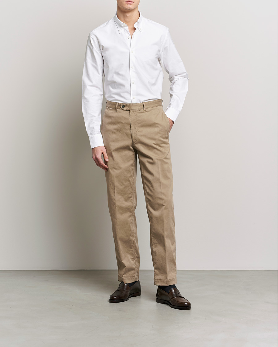 Herre | Skjorter | Oscar Jacobson | Regular Fit Button Down Oxford Shirt White