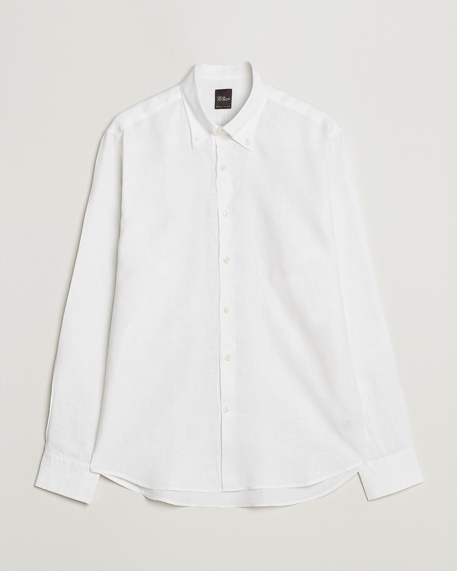 Herre | Skjorter | Oscar Jacobson | Regular Fit Button Down Linen Shirt White