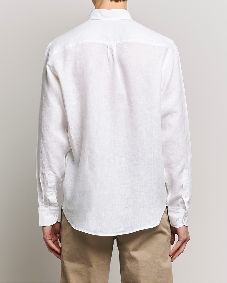 Herre | Skjorter | Oscar Jacobson | Regular Fit Button Down Linen Shirt White