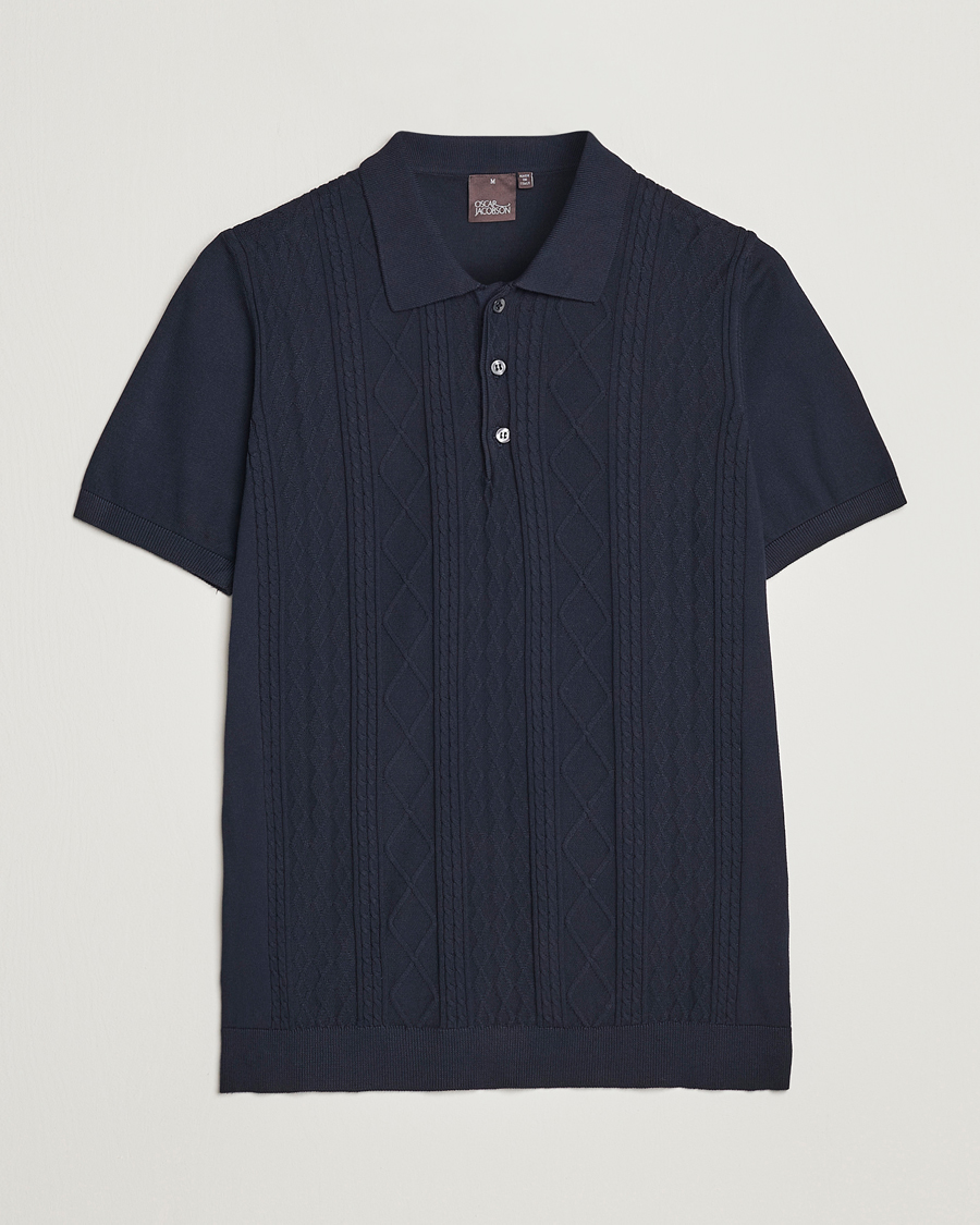Herre | Pikéer | Oscar Jacobson | Bard Short Sleeve Structured Cotton Polo Navy