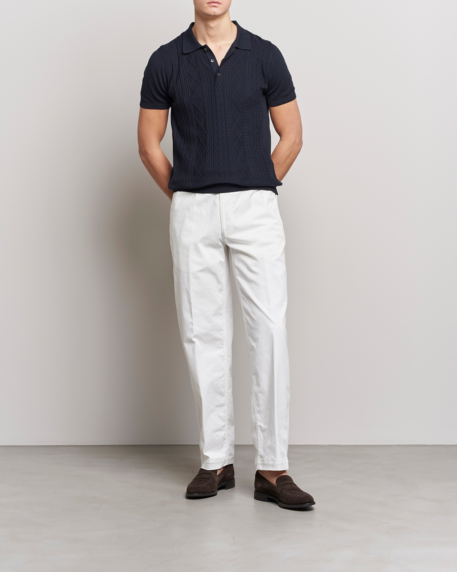 Herre | Pikéer | Oscar Jacobson | Bard Short Sleeve Structured Cotton Polo Navy