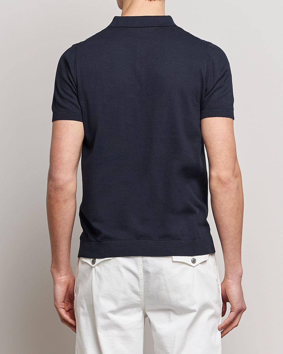 Herre | Pikéer | Oscar Jacobson | Bard Short Sleeve Structured Cotton Polo Navy