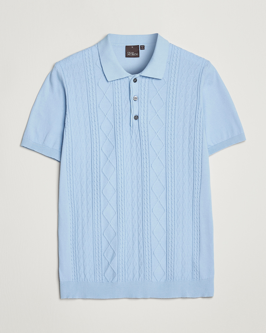 Herre | Pikéer | Oscar Jacobson | Bard Short Sleeve Structured Cotton Polo Light Blue
