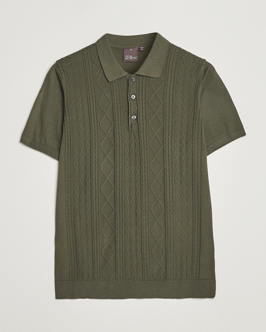 Herre | Pikéer | Oscar Jacobson | Bard Short Sleeve Structured Cotton Polo Olive