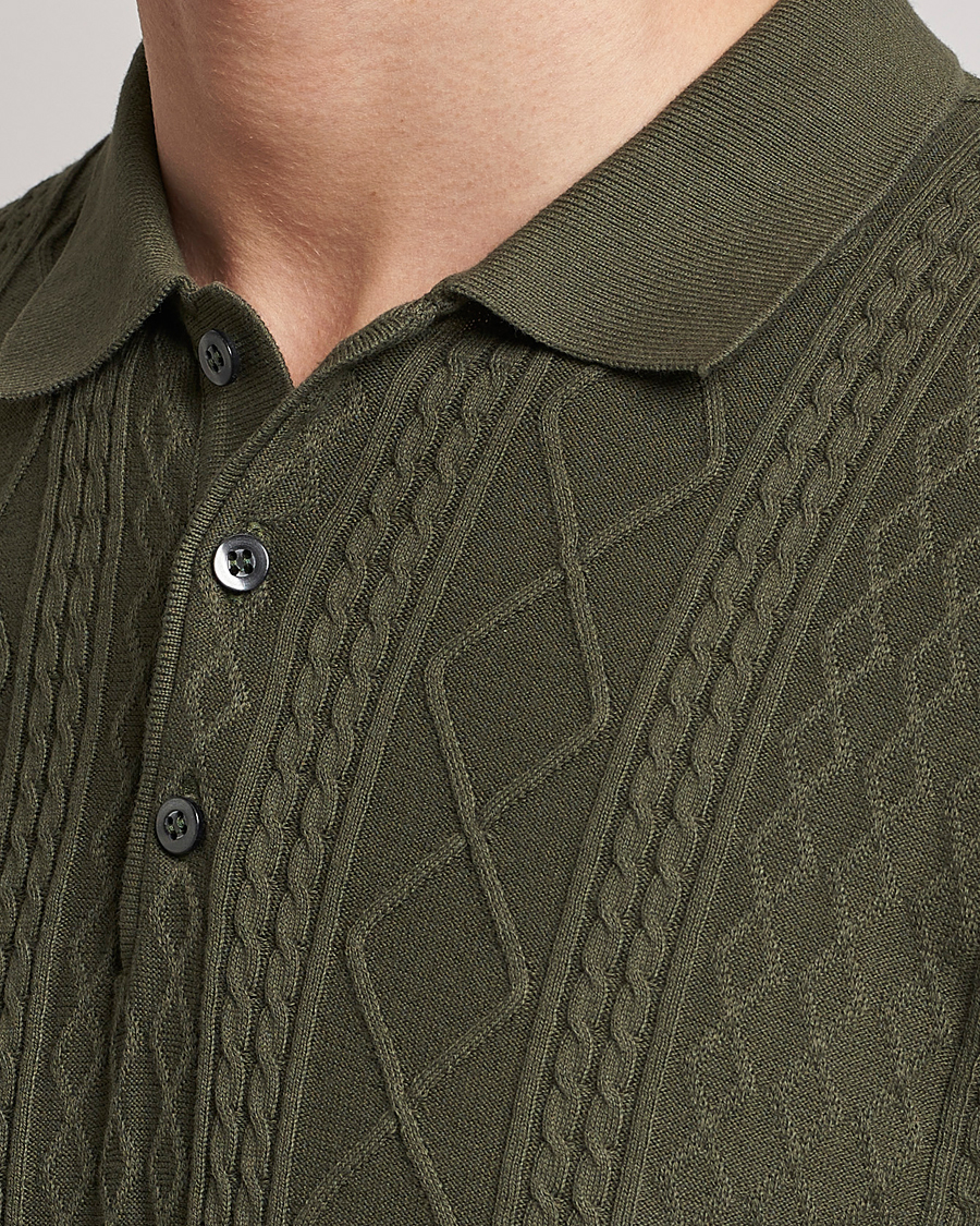 Herre | Pikéer | Oscar Jacobson | Bard Short Sleeve Structured Cotton Polo Olive