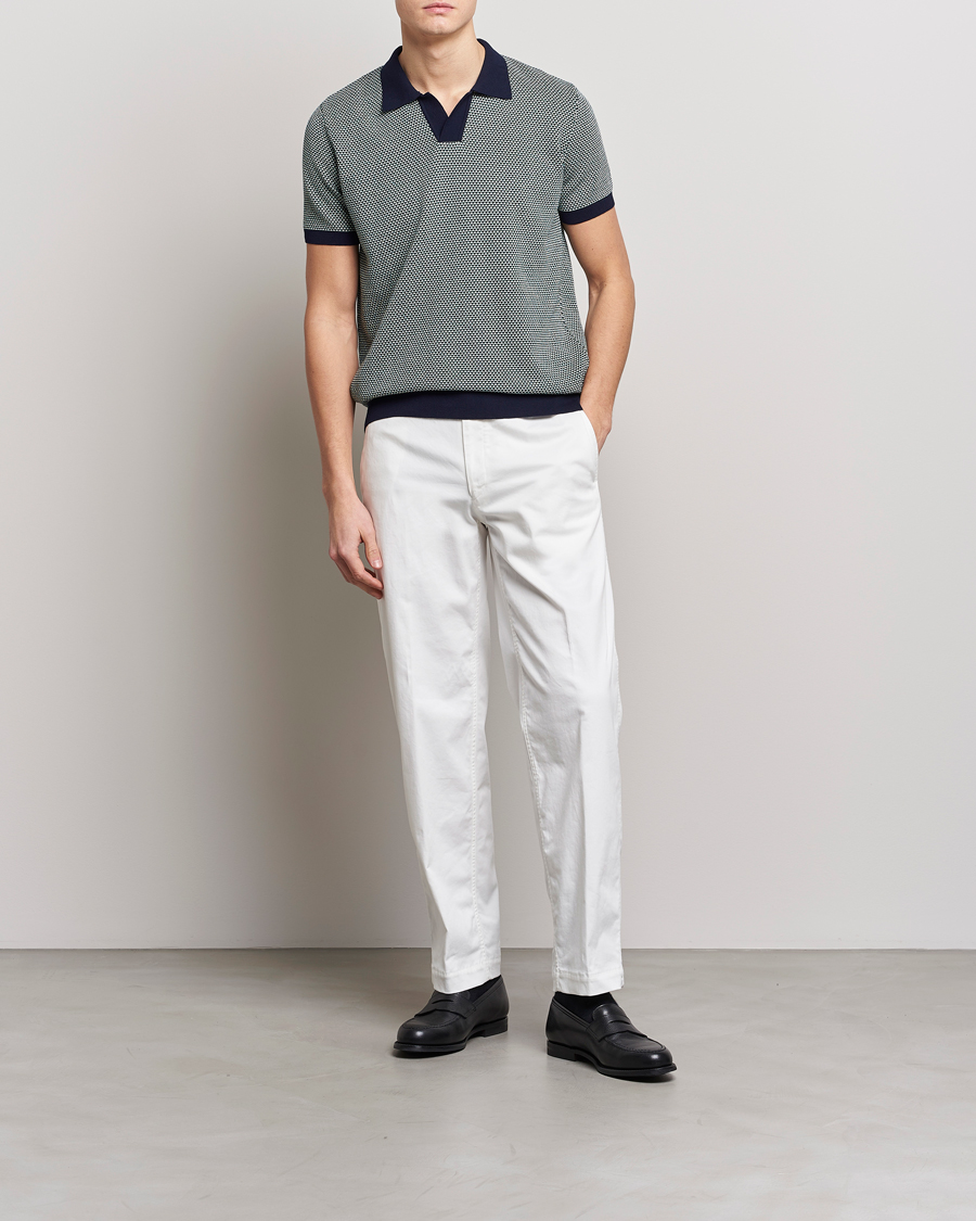 Herre | Pikéer | Oscar Jacobson | Dalius Cotton Woven Structure Cotton Polo Green