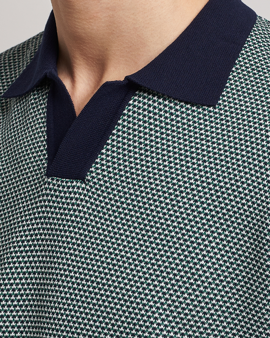 Herre | Pikéer | Oscar Jacobson | Dalius Cotton Woven Structure Cotton Polo Green