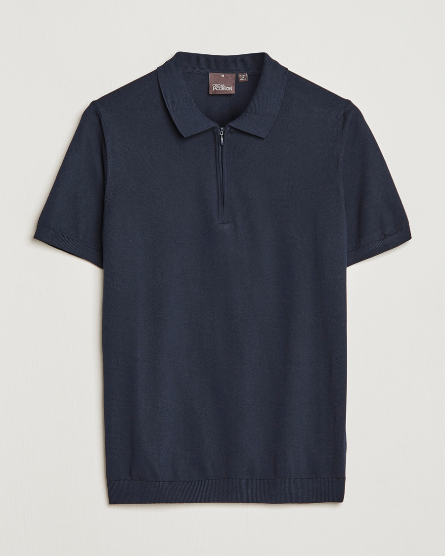 Herre | Pikéer | Oscar Jacobson | Otto Short Sleeve Zip Polo Navy
