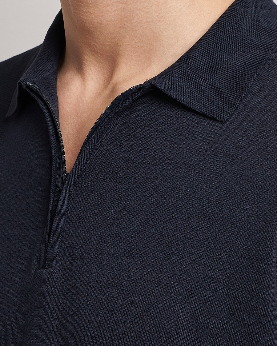 Herre | Pikéer | Oscar Jacobson | Otto Short Sleeve Zip Polo Navy