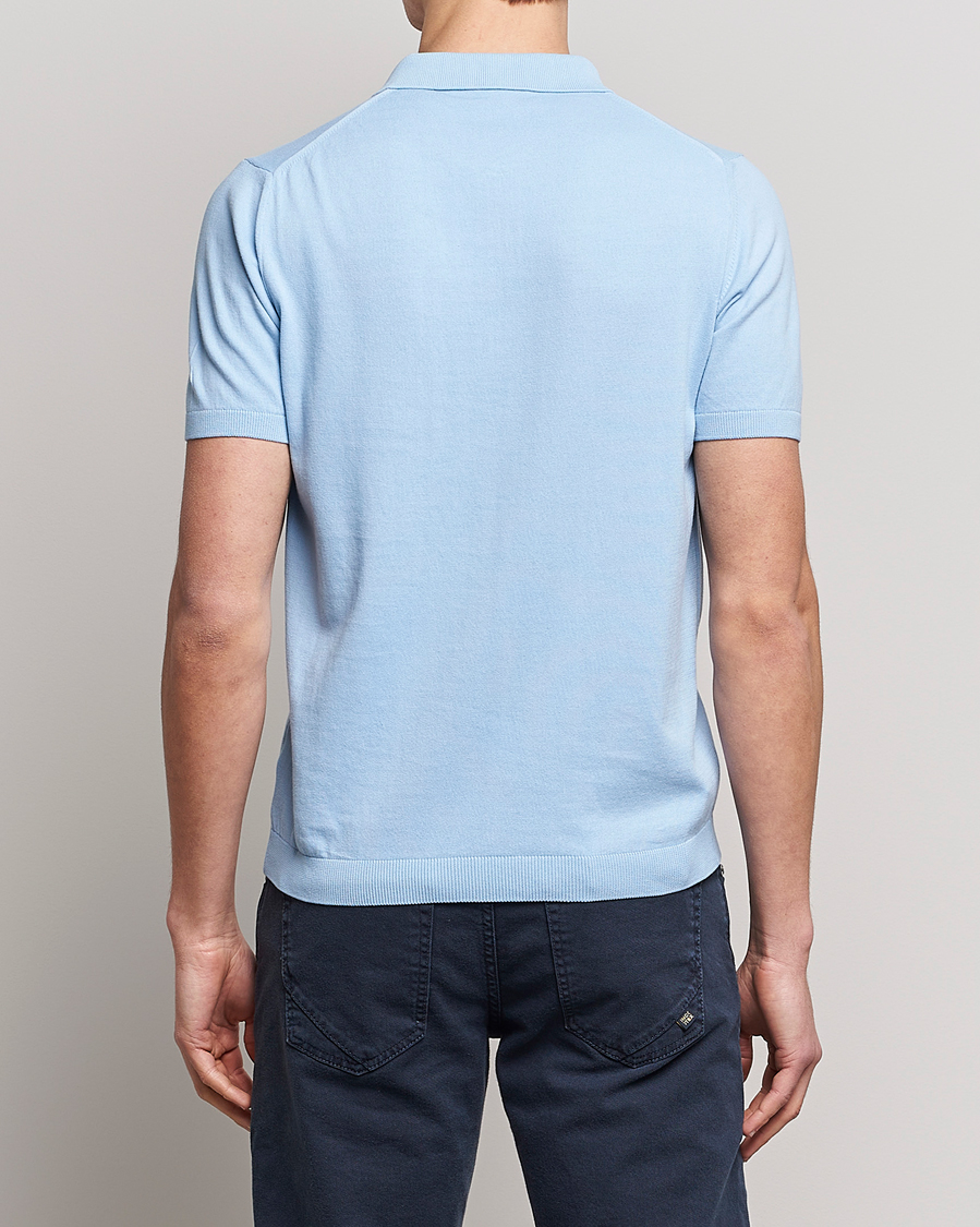 Herre | Pikéer | Oscar Jacobson | Otto Short Sleeve Zip Polo Light Blue
