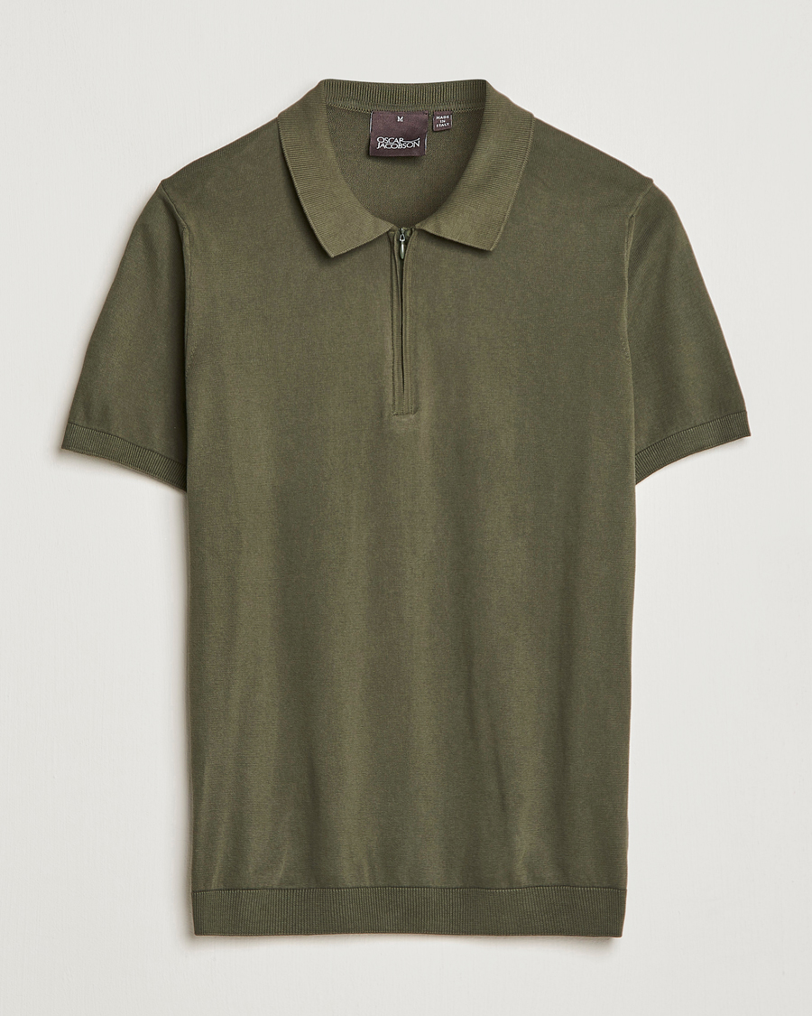 Herre | Pikéer | Oscar Jacobson | Otto Short Sleeve Zip Polo Olive