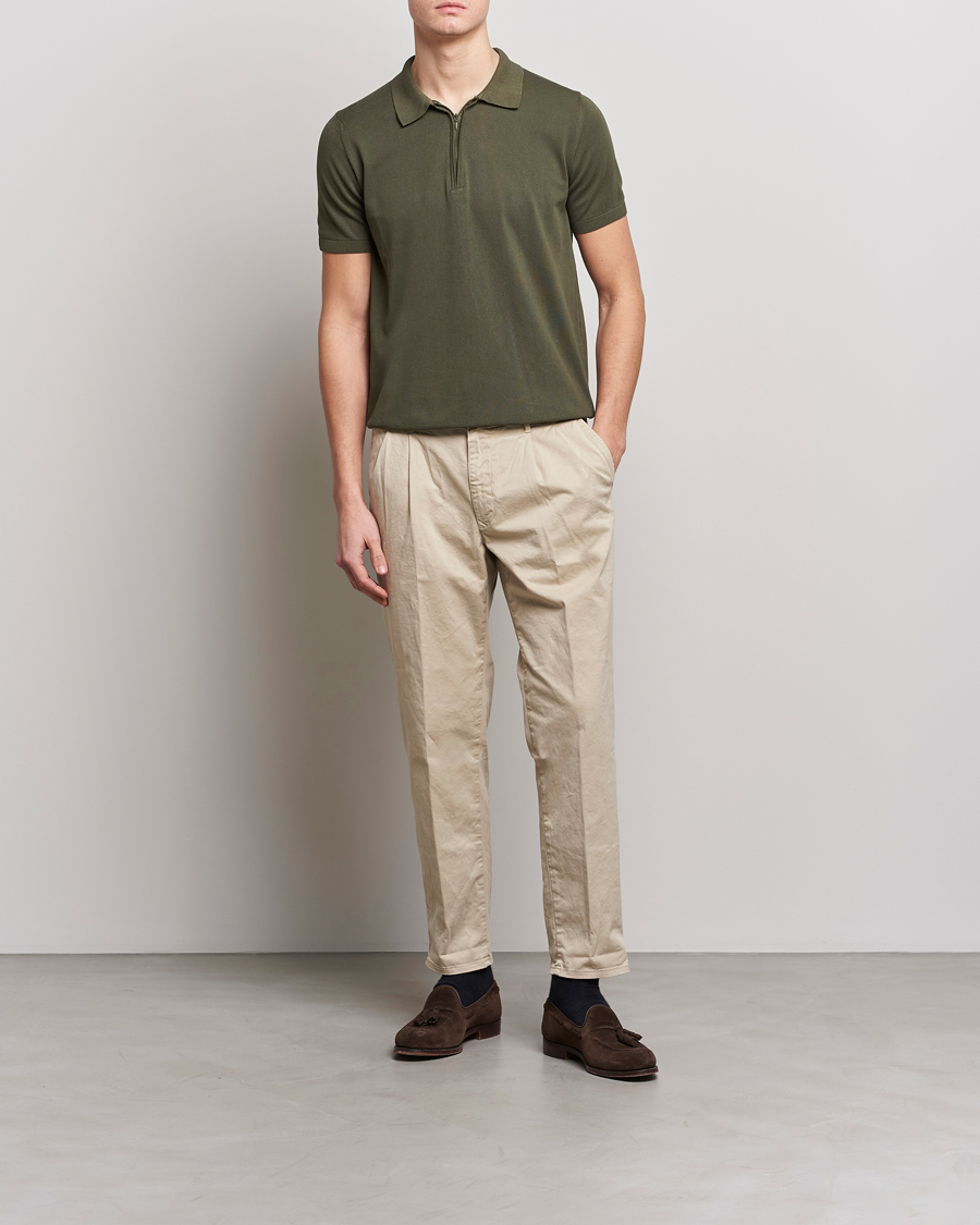 Herre | Pikéer | Oscar Jacobson | Otto Short Sleeve Zip Polo Olive