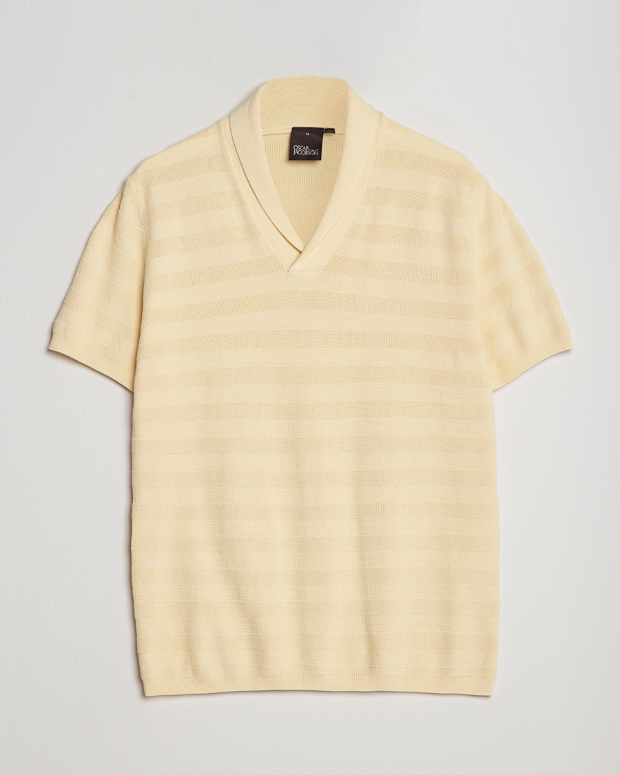Herre | Pikéer | Oscar Jacobson | Rolle Garment Dye Structured Cotton Polo Yellow