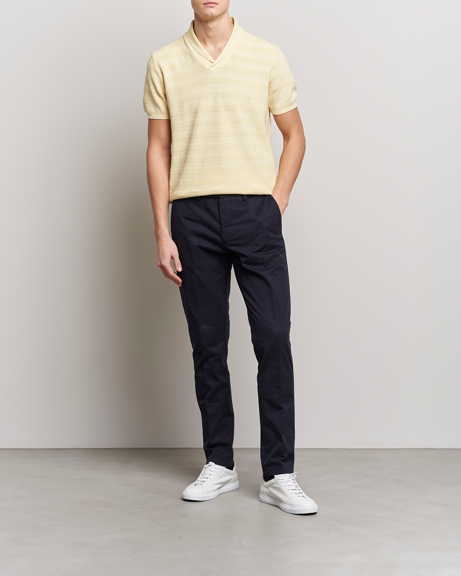 Herre | Pikéer | Oscar Jacobson | Rolle Garment Dye Structured Cotton Polo Yellow