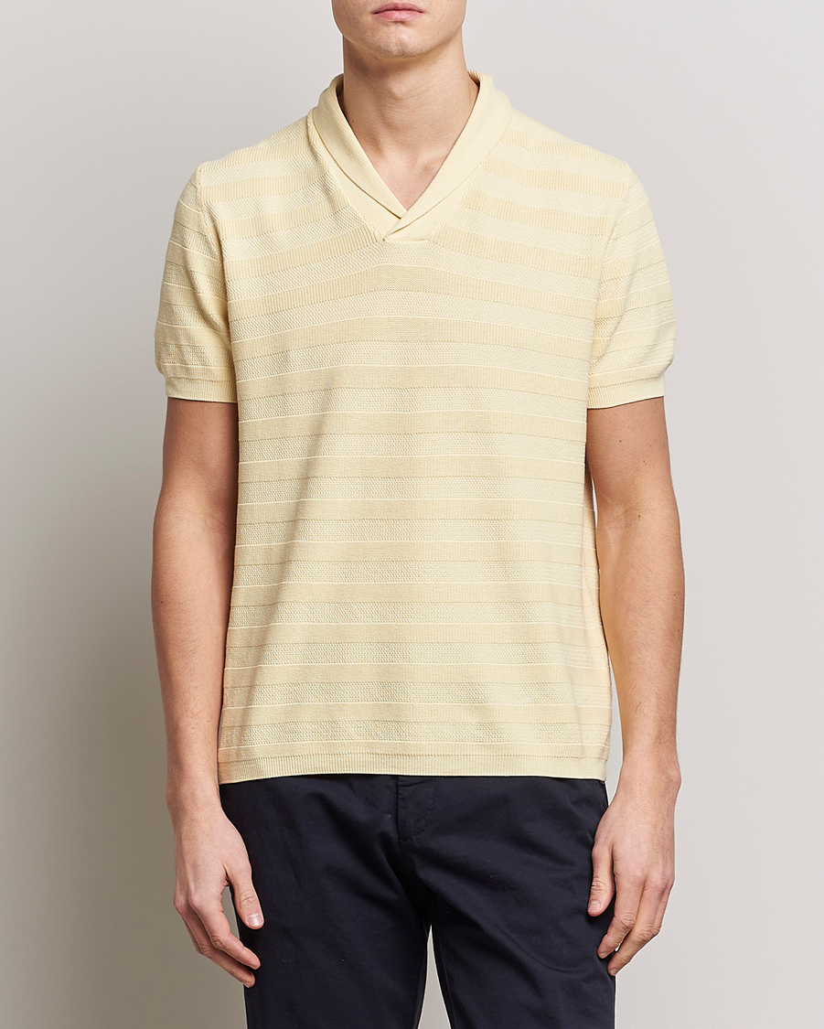 Herre | Pikéer | Oscar Jacobson | Rolle Garment Dye Structured Cotton Polo Yellow