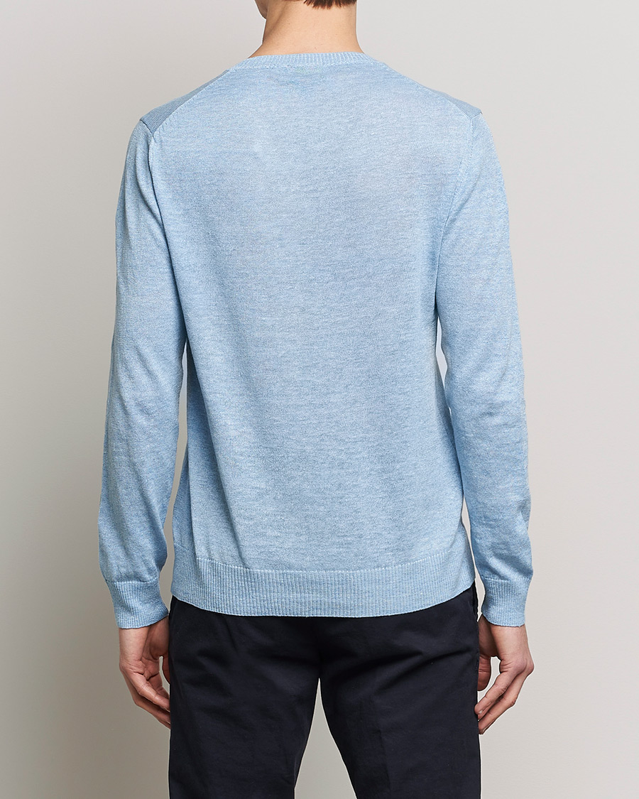 Herre | Gensere | Oscar Jacobson | Valter Linen/Cotton Crew Neck Light Blue