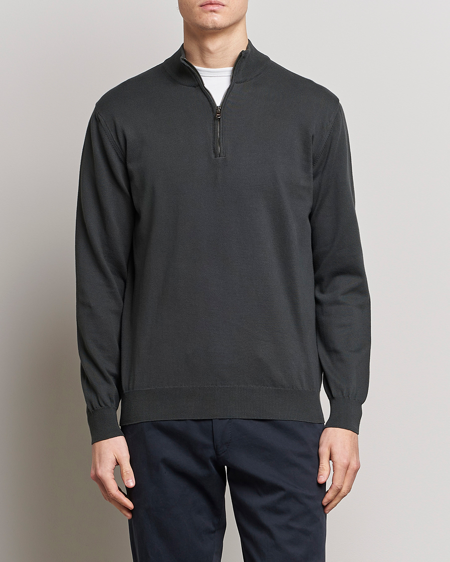 Herre | Gensere | Oscar Jacobson | Pat Cotton Half Zip Green