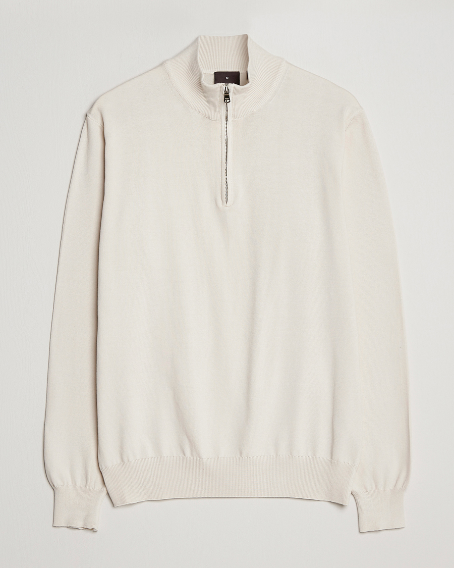 Herre | Gensere | Oscar Jacobson | Pat Cotton Half Zip Off White