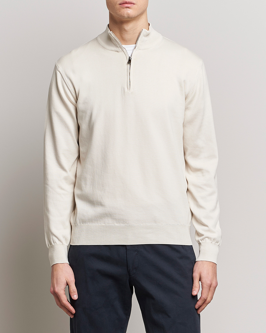 Herre | Gensere | Oscar Jacobson | Pat Cotton Half Zip Off White