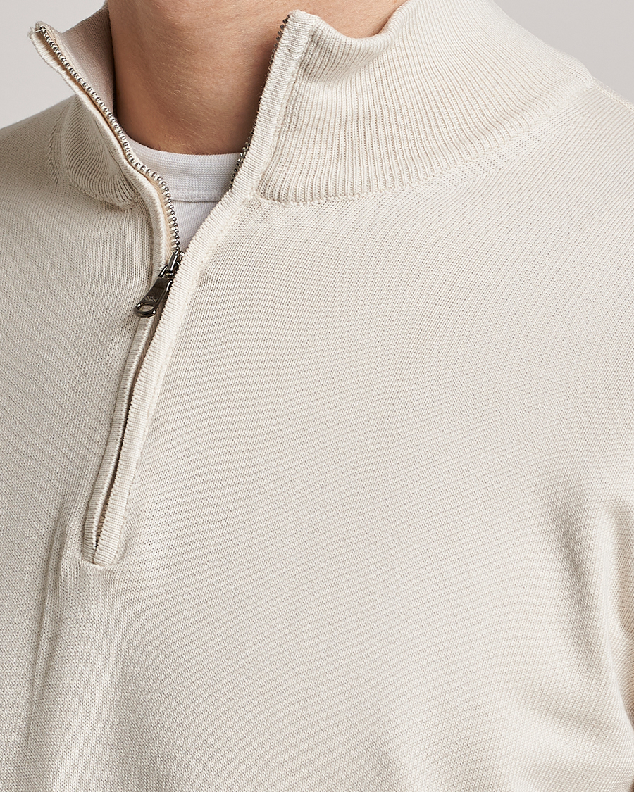 Herre | Gensere | Oscar Jacobson | Pat Cotton Half Zip Off White