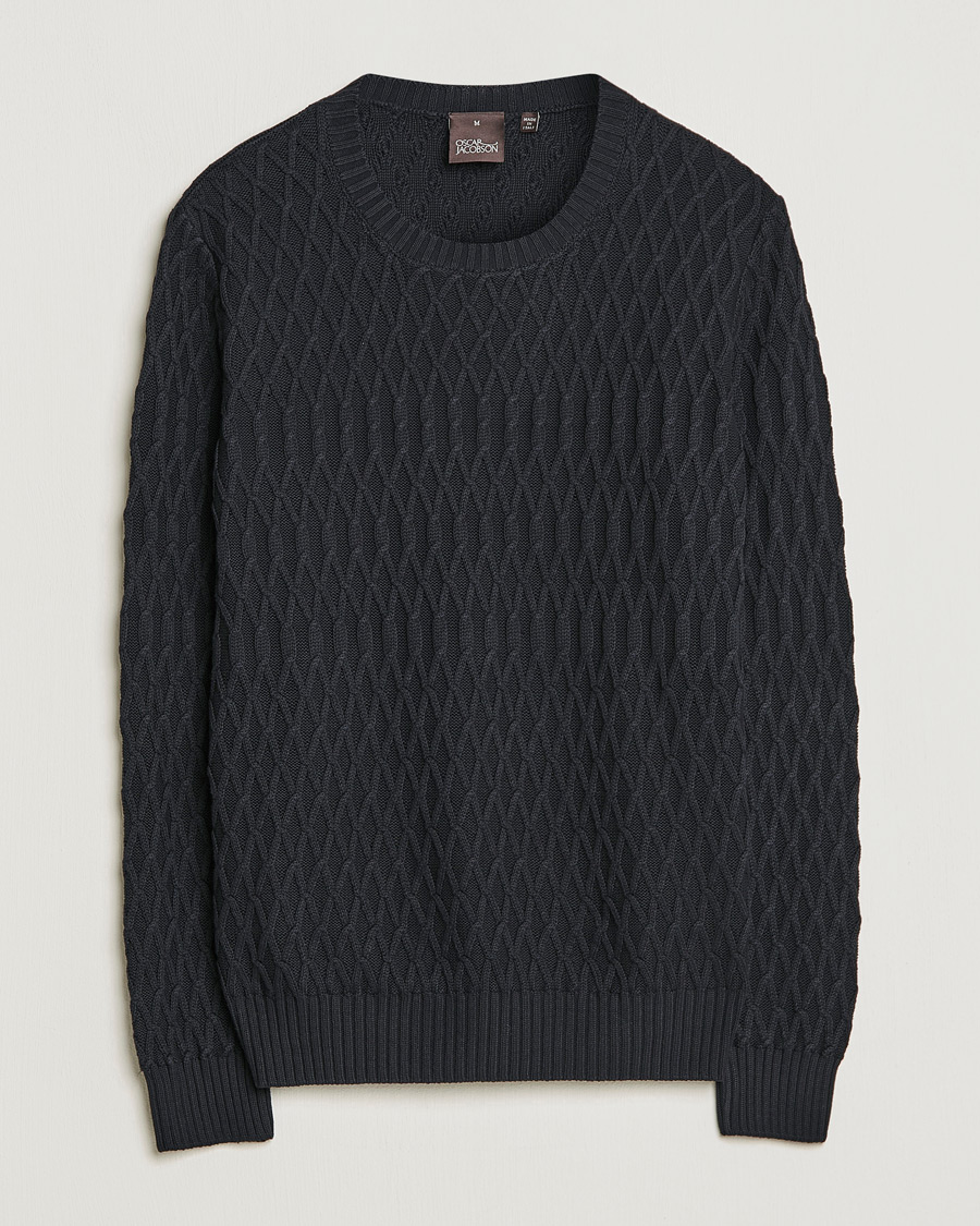 Herre | Gensere | Oscar Jacobson | Cotton Fisherman Sweatshirt Navy
