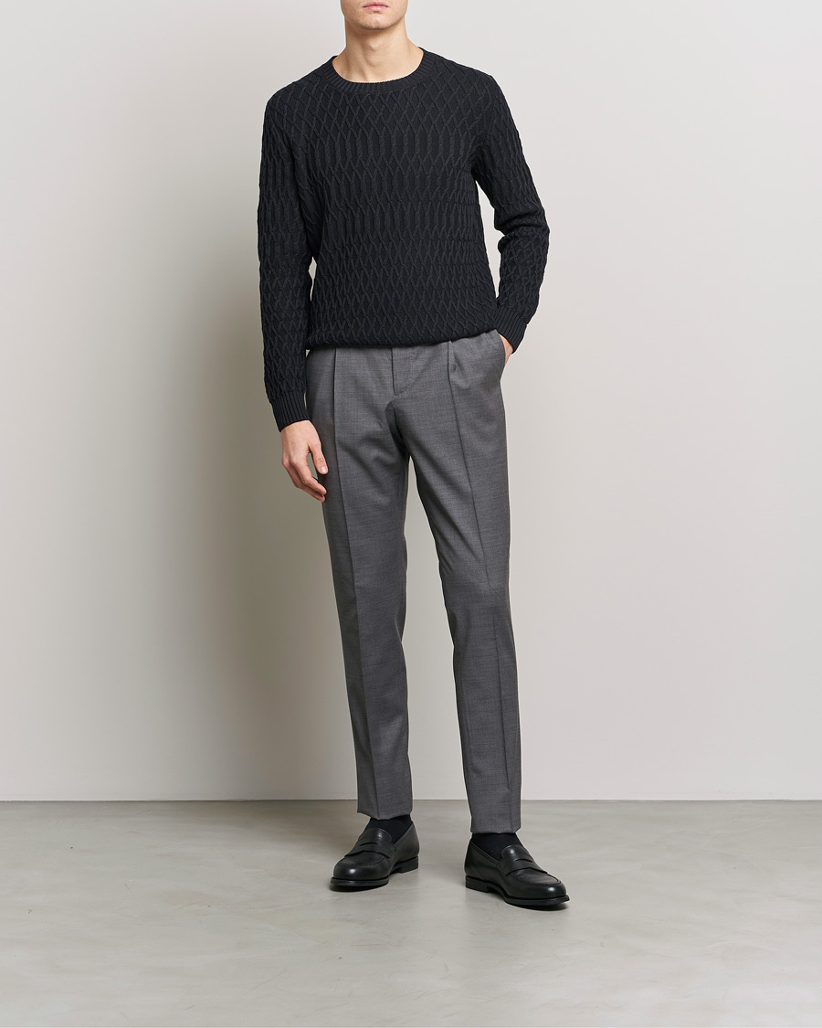 Herre | Gensere | Oscar Jacobson | Cotton Fisherman Sweatshirt Navy