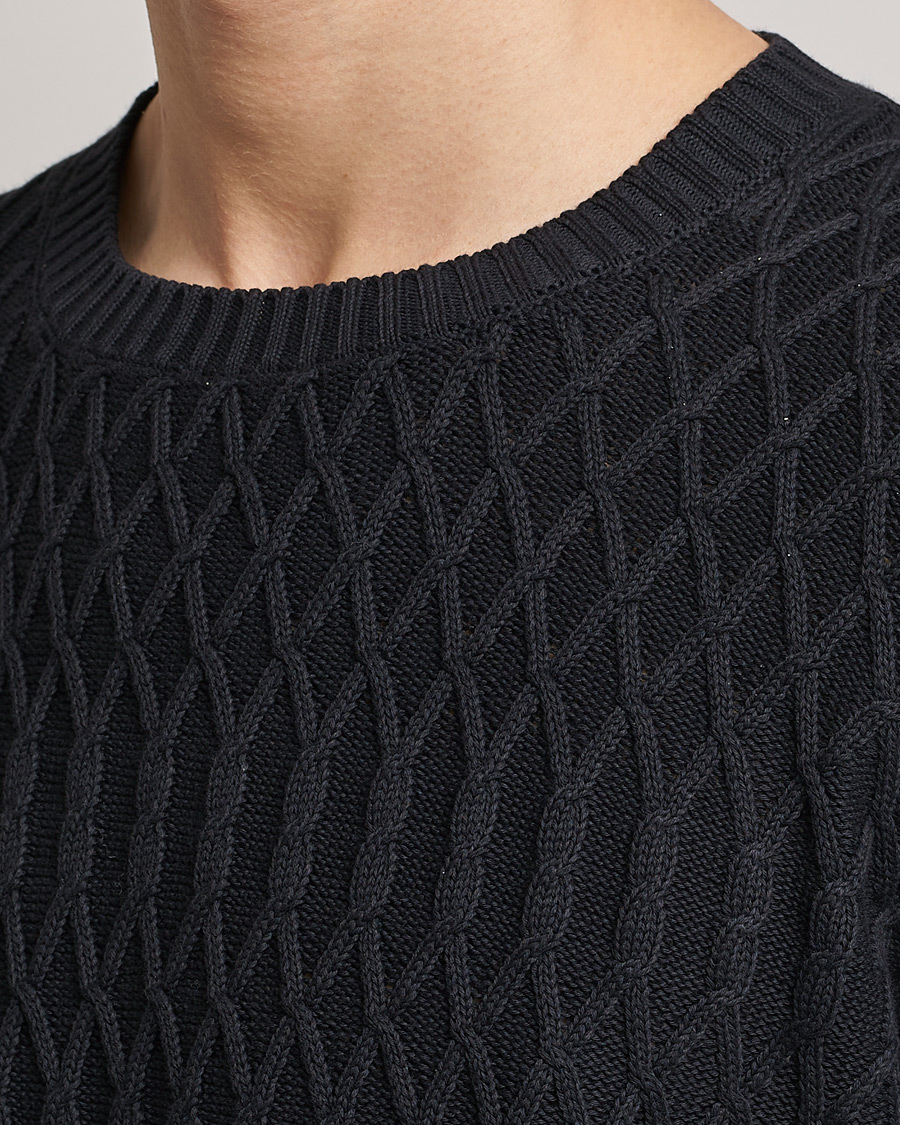 Herre | Gensere | Oscar Jacobson | Cotton Fisherman Sweatshirt Navy