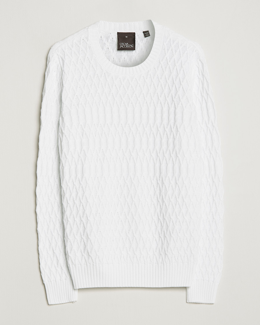 Herre | Gensere | Oscar Jacobson | Cotton Fisherman Sweatshirt White