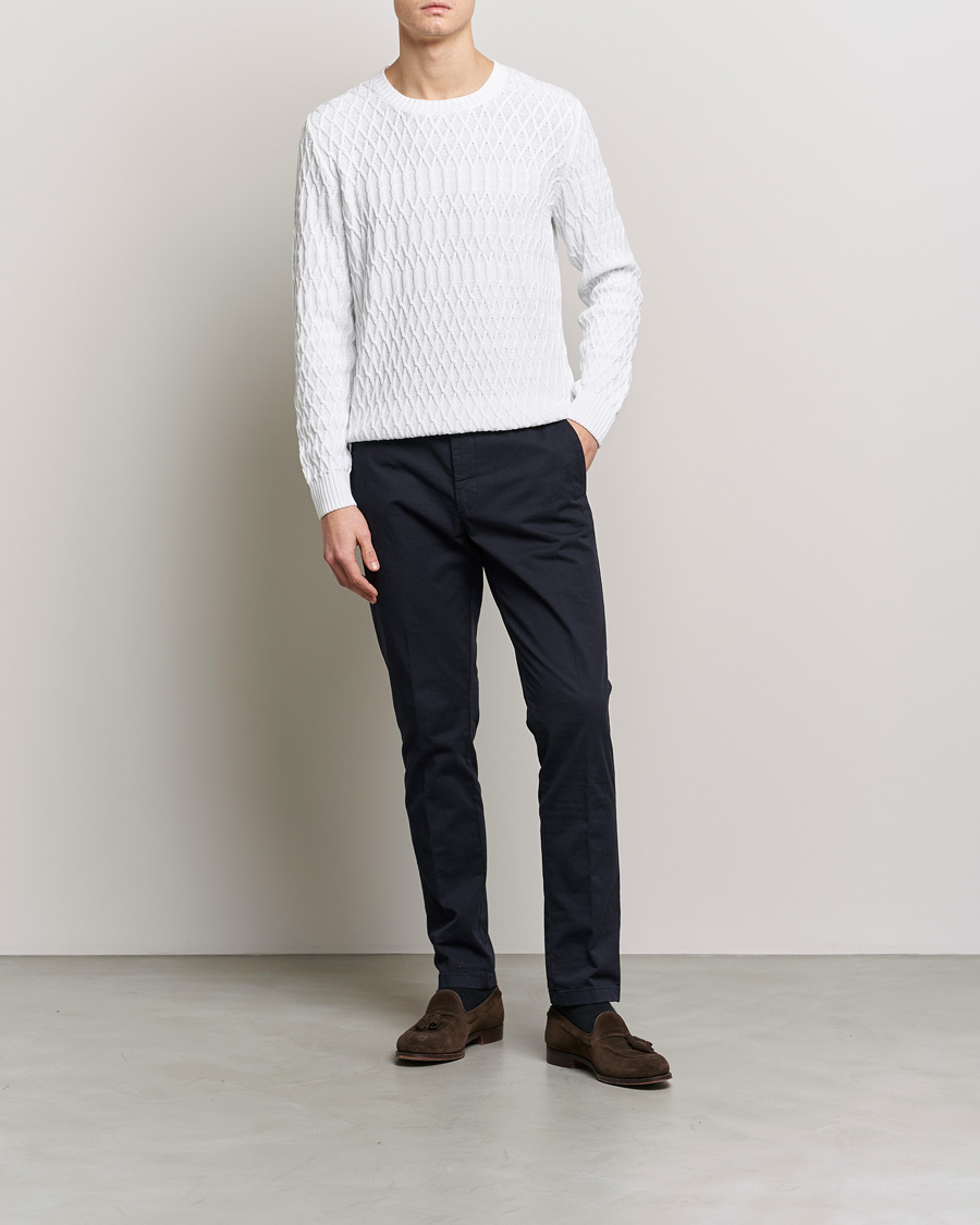 Herre | Gensere | Oscar Jacobson | Cotton Fisherman Sweatshirt White