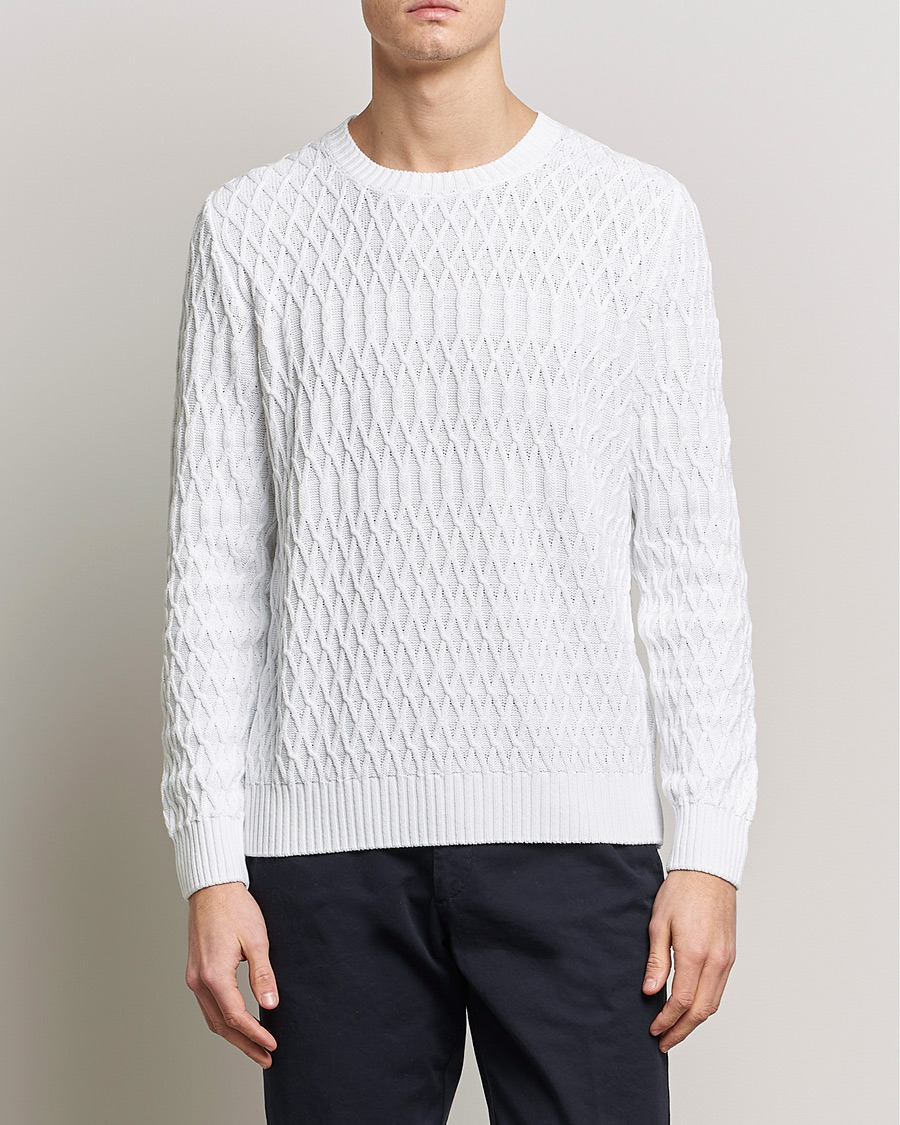 Herre | Gensere | Oscar Jacobson | Cotton Fisherman Sweatshirt White
