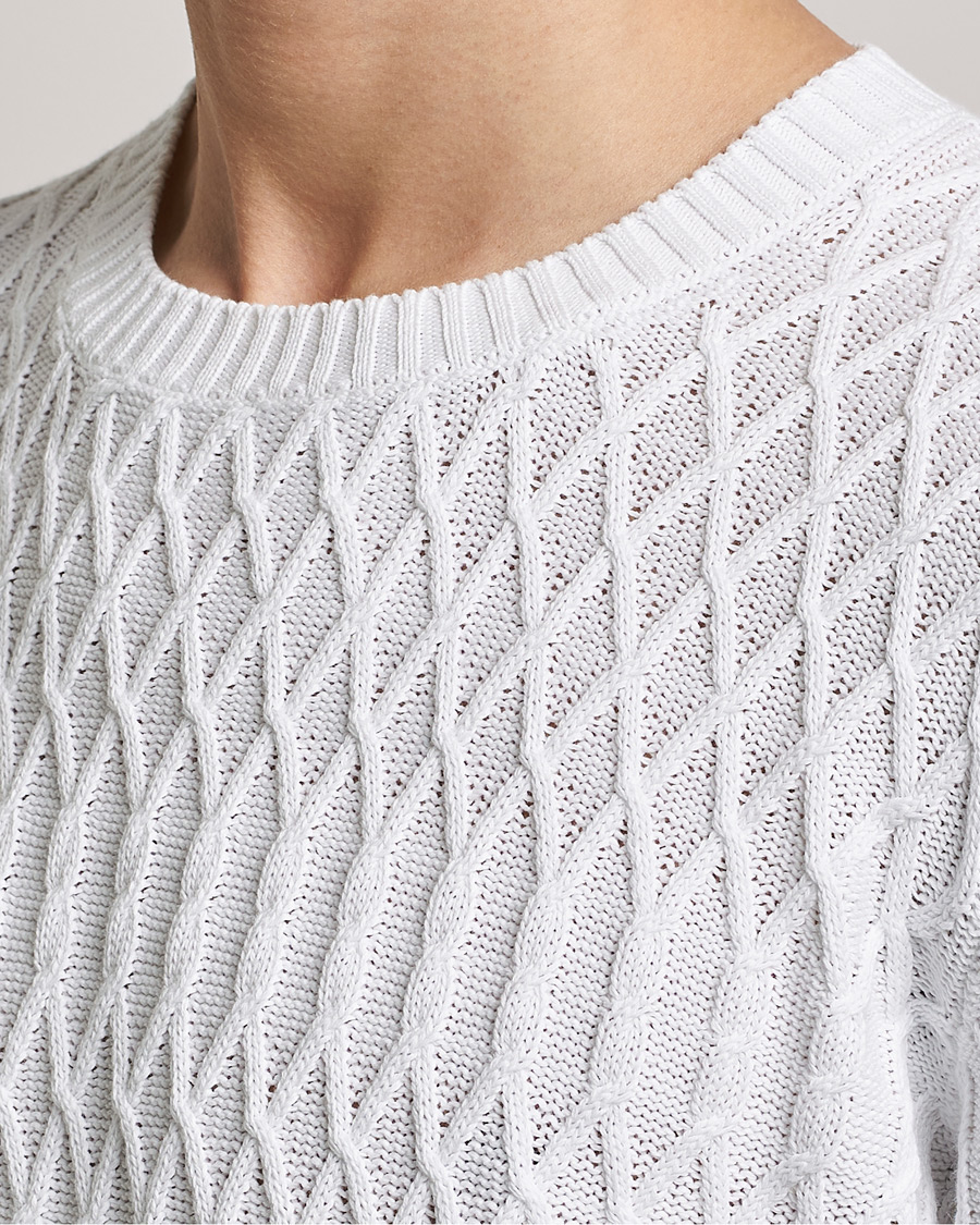 Herre | Gensere | Oscar Jacobson | Cotton Fisherman Sweatshirt White