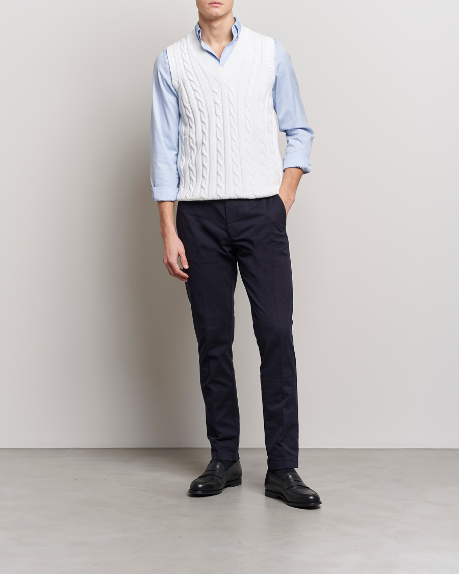Herre | Gensere | Oscar Jacobson | Lucas Cable Knitted Vest White