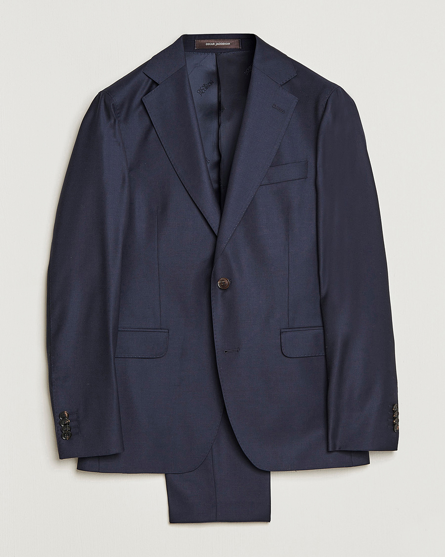 Herre | Dresser | Oscar Jacobson | Ego Loro Piana Zelander Merino Wool Suit Navy