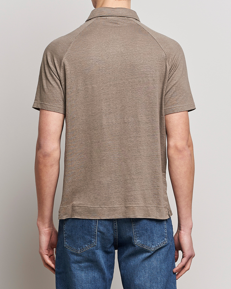 Herre | Skjorter | Oscar Jacobson | Albin Short Sleeve Linen Polo Taupe
