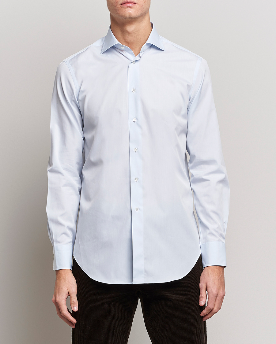 Herre | Skjorter | Kamakura Shirts | Slim Fit Broadcloth Shirt Light Blue