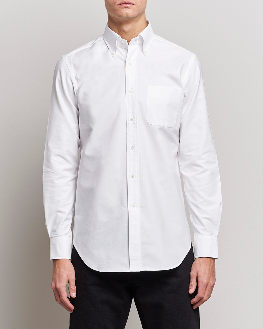 Herre | Jakke og bukse | Kamakura Shirts | Slim Fit Oxford BD Shirt White