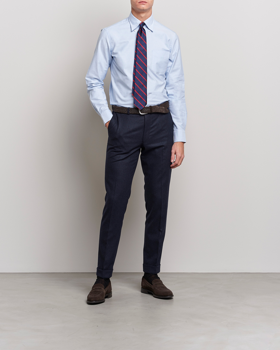 Herre | Skjorter | Kamakura Shirts | Slim Fit Oxford BD Shirt Light Blue