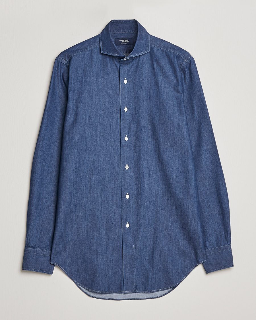 Herre | Jeansskjorter | Kamakura Shirts | Slim Fit Denim Shirt Dark Indigo
