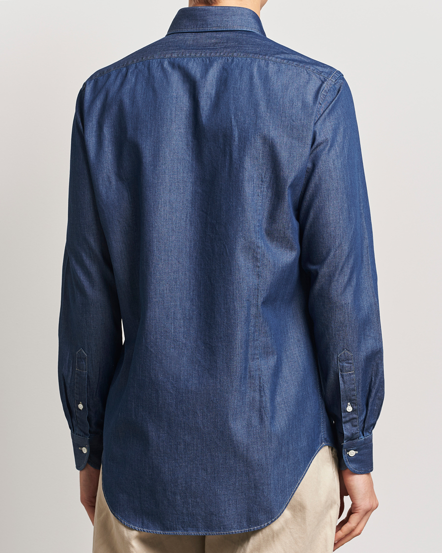 Herre | Skjorter | Kamakura Shirts | Slim Fit Denim Shirt Dark Indigo