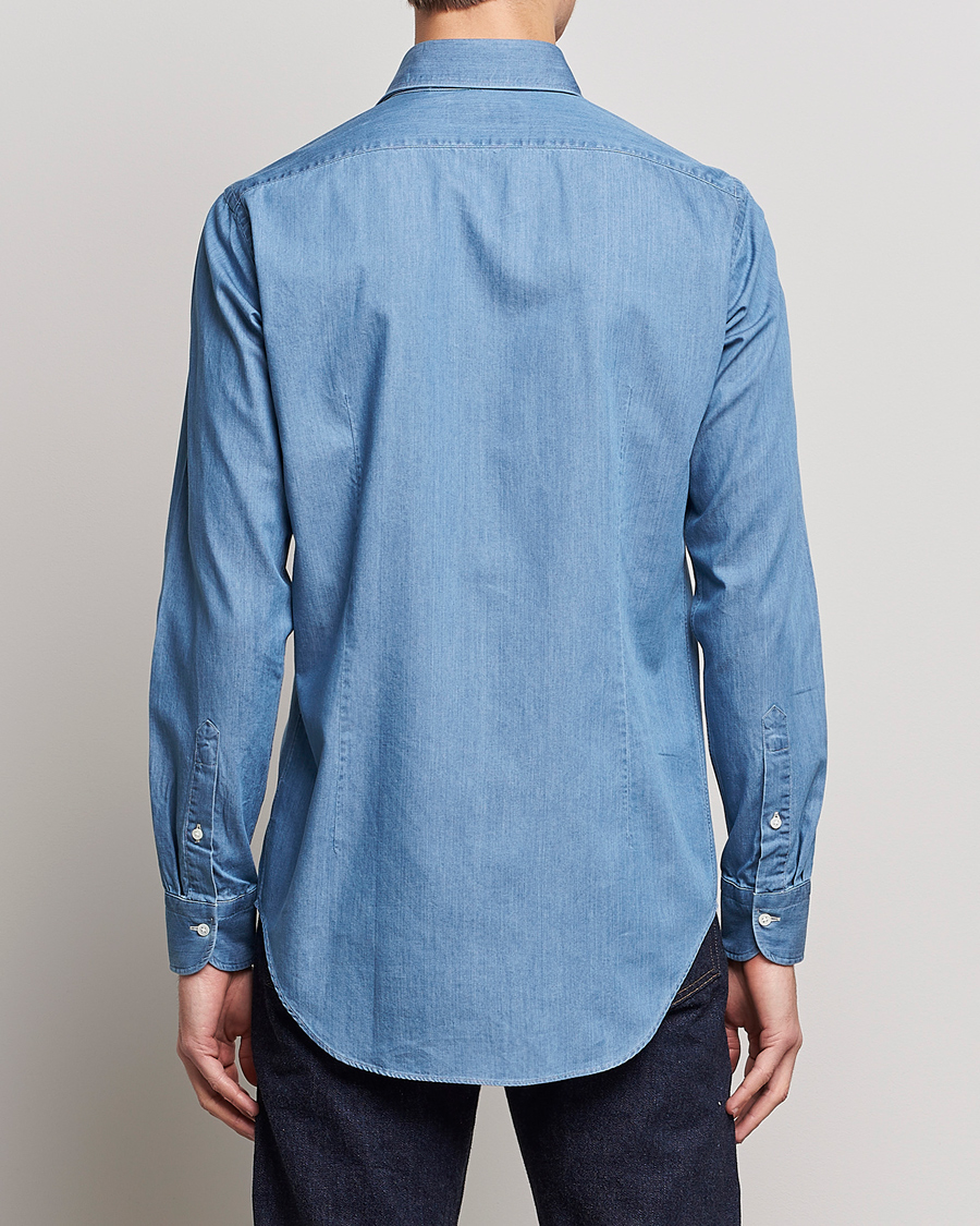 Herre | Skjorter | Kamakura Shirts | Slim Fit Denim Shirt Light Indigo