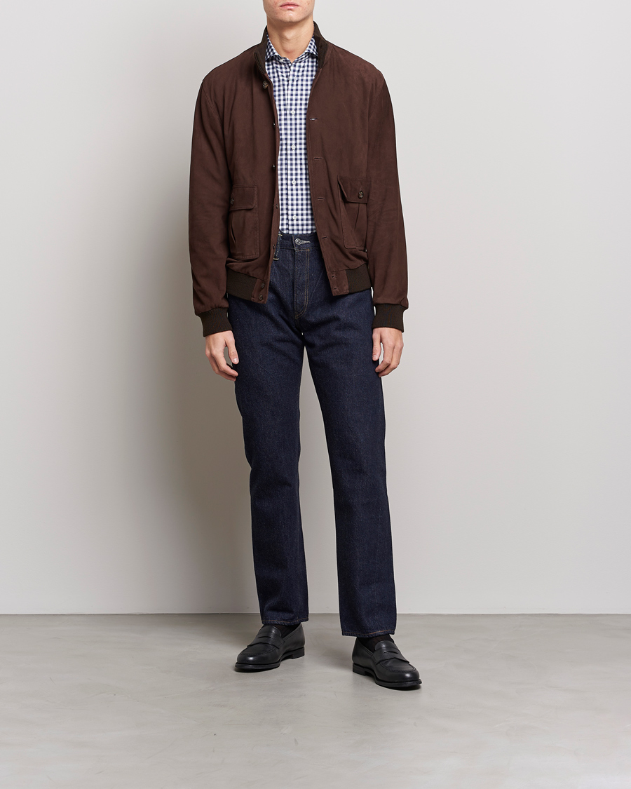 Herre | Skjorter | Kamakura Shirts | Slim Fit Gingham Shirt Navy