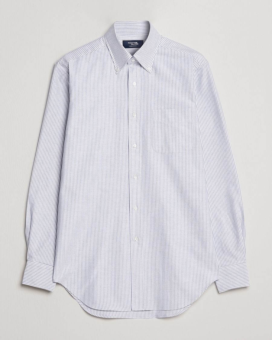 Herre | Kamakura Shirts | Kamakura Shirts | Slim Fit Striped Oxford BD Shirt Light Blue
