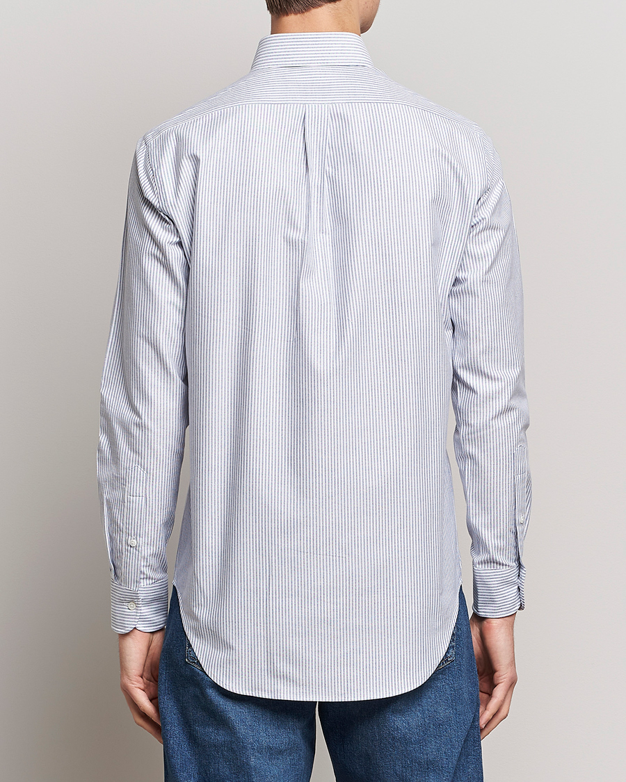 Herre | Skjorter | Kamakura Shirts | Slim Fit Striped Oxford BD Shirt Light Blue