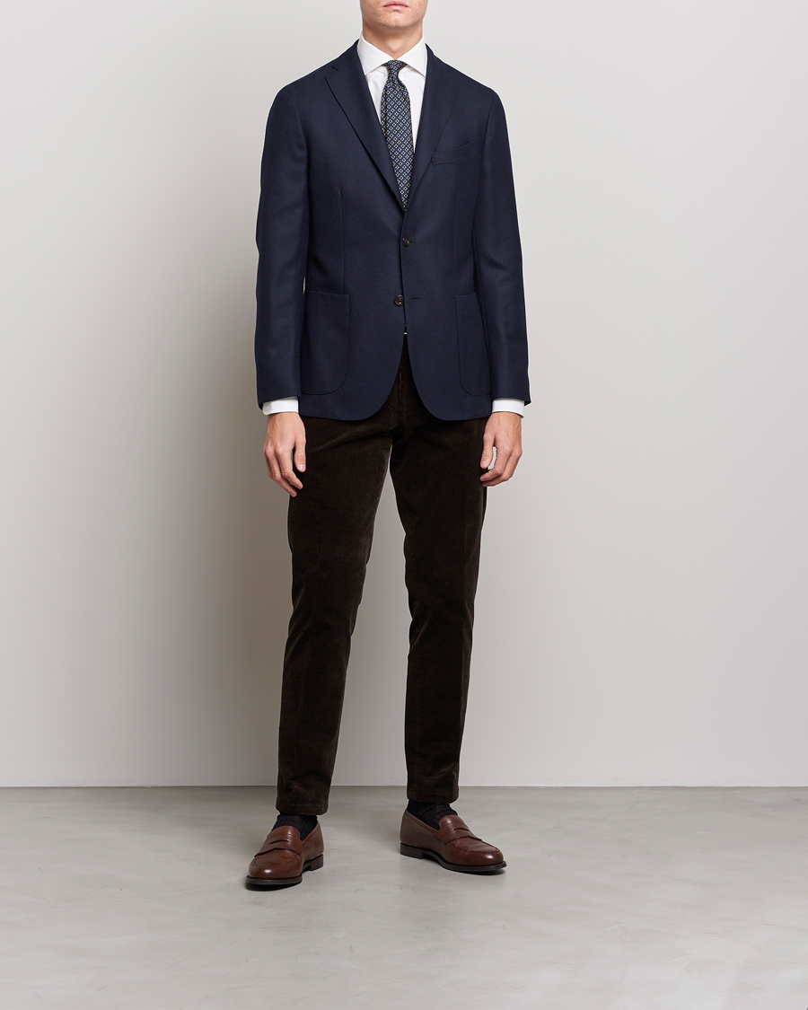 Herre | Skjorter | Kamakura Shirts | Slim Fit Cashmere Blend Shirt White