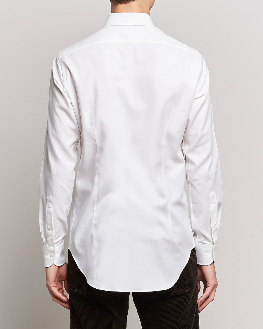 Herre | Skjorter | Kamakura Shirts | Slim Fit Cashmere Blend Shirt White