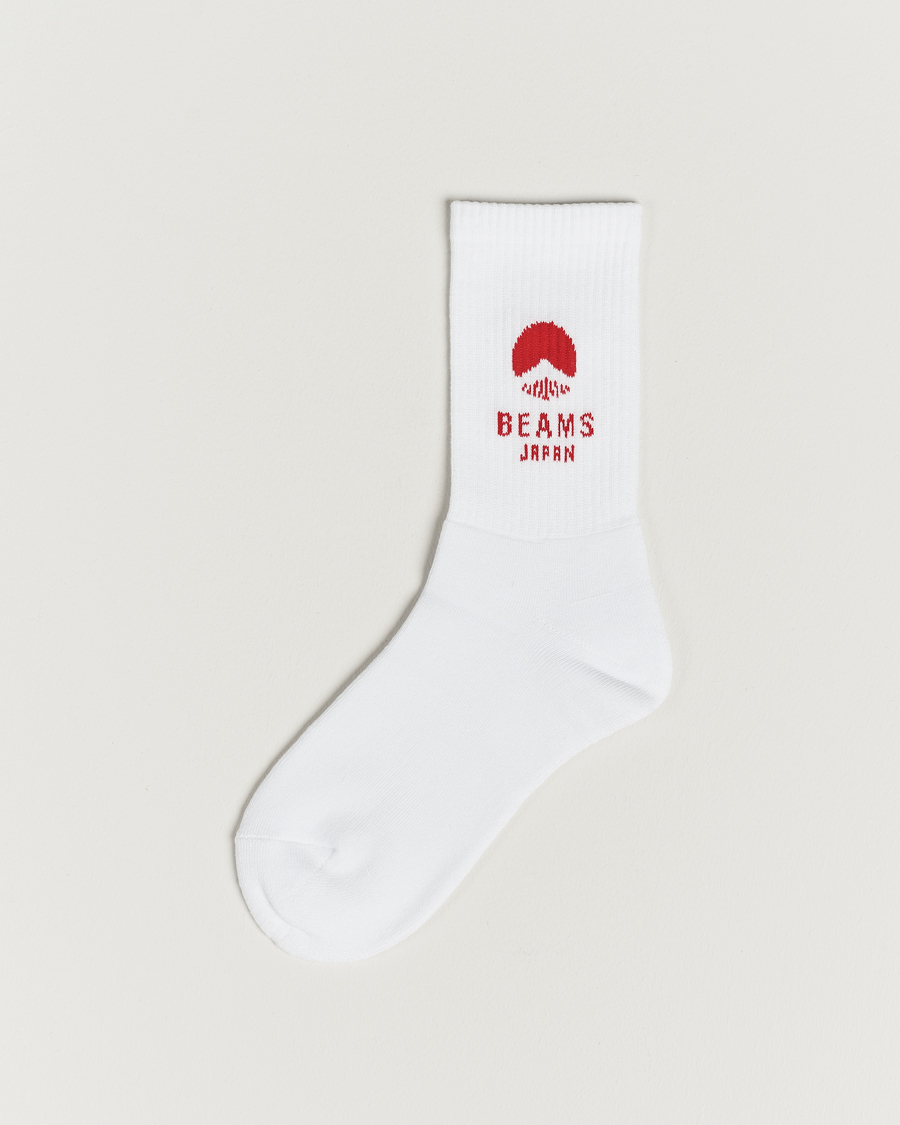 Herre |  | Beams Japan | Logo Socks White/Red