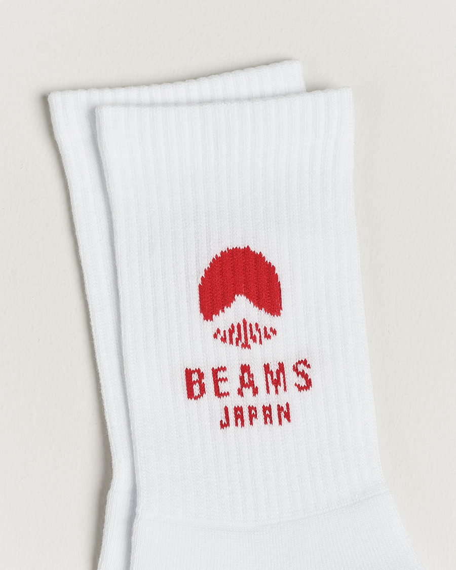 Herre |  | Beams Japan | Logo Socks White/Red